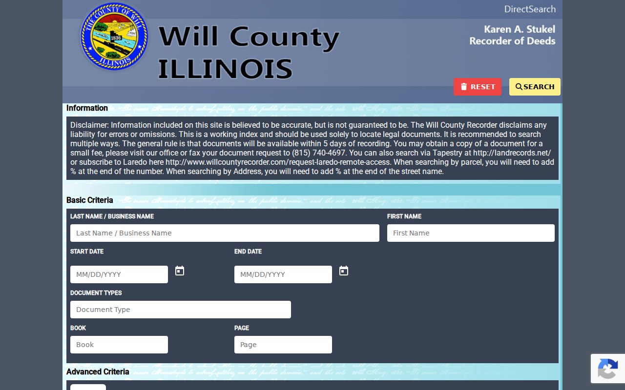Bolingbrook residents directory Will deed index