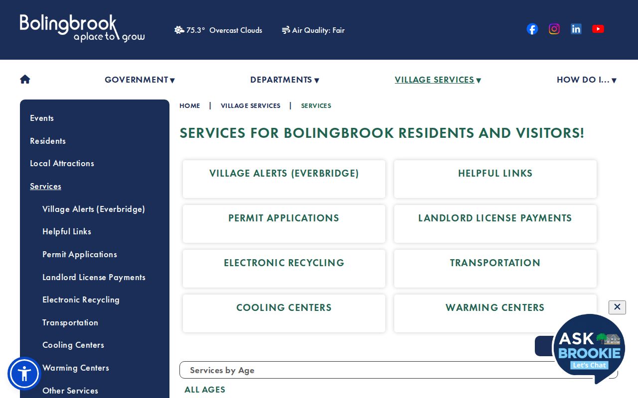 Village of Bolingbrook neighborhood and public services page