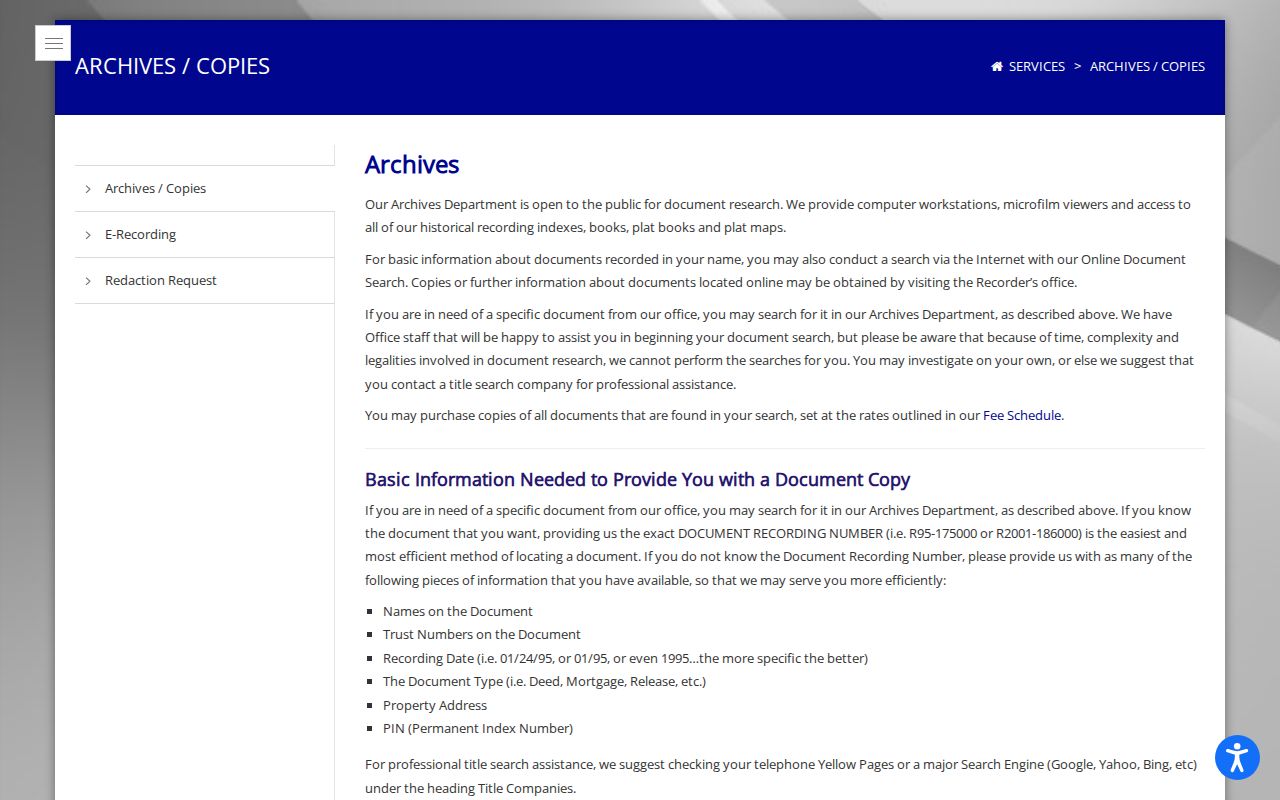 Will Recorder archives and copy options for older Bolingbrook records