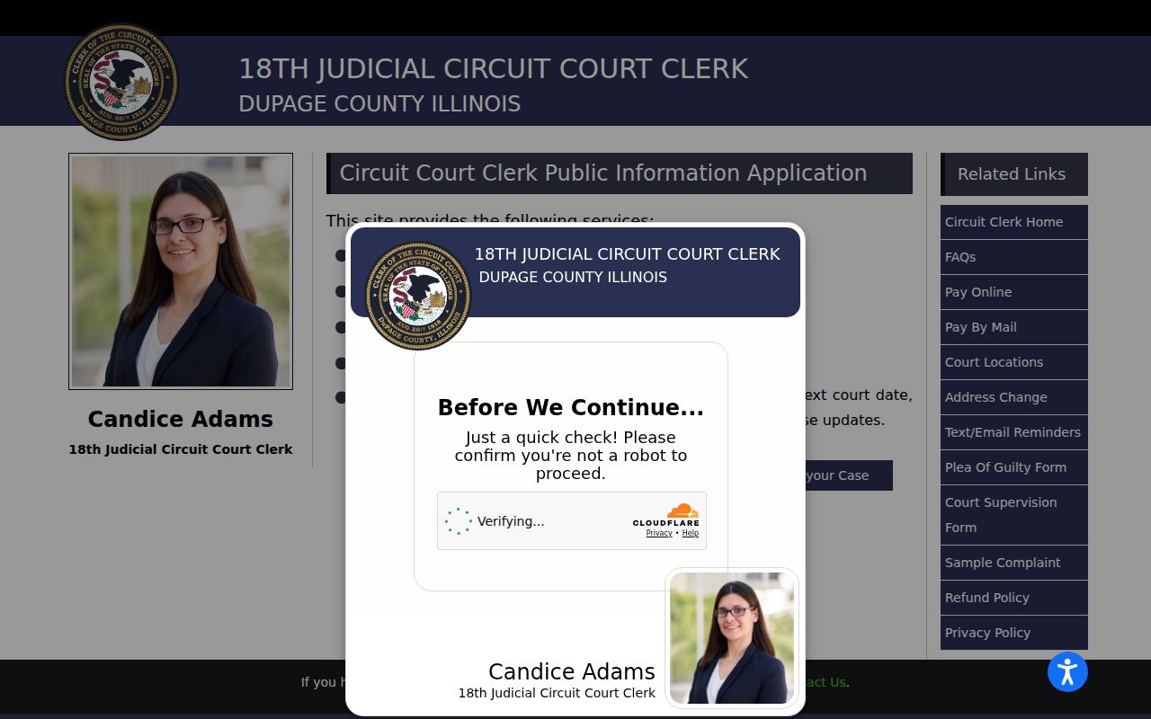 Bolingbrook resident lookup through the DuPage court portal