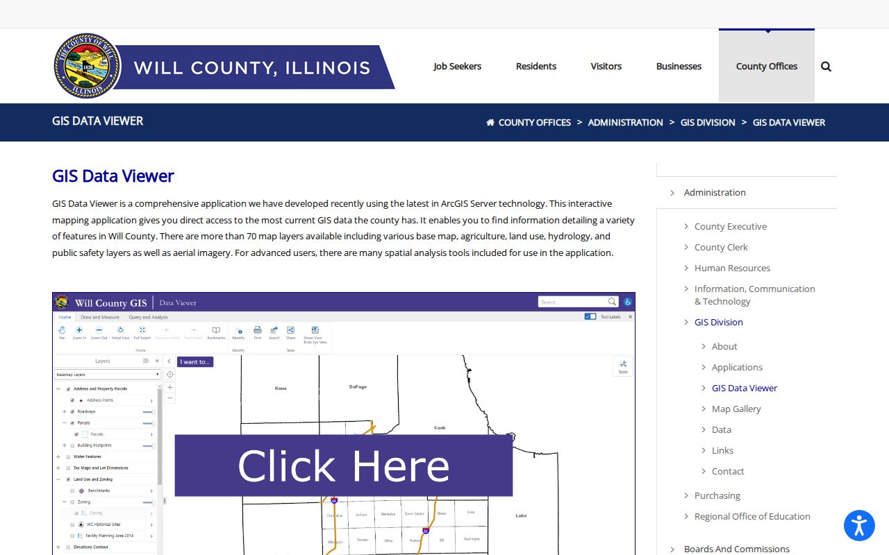 Will County GIS parcel viewer used along Bolingbrook streets